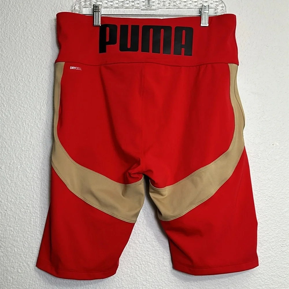 NEW PUMA Biker Shorts Dry Cell Red Tan Size XL Activewear Gym Running Stretchy - Picture 2 of 9